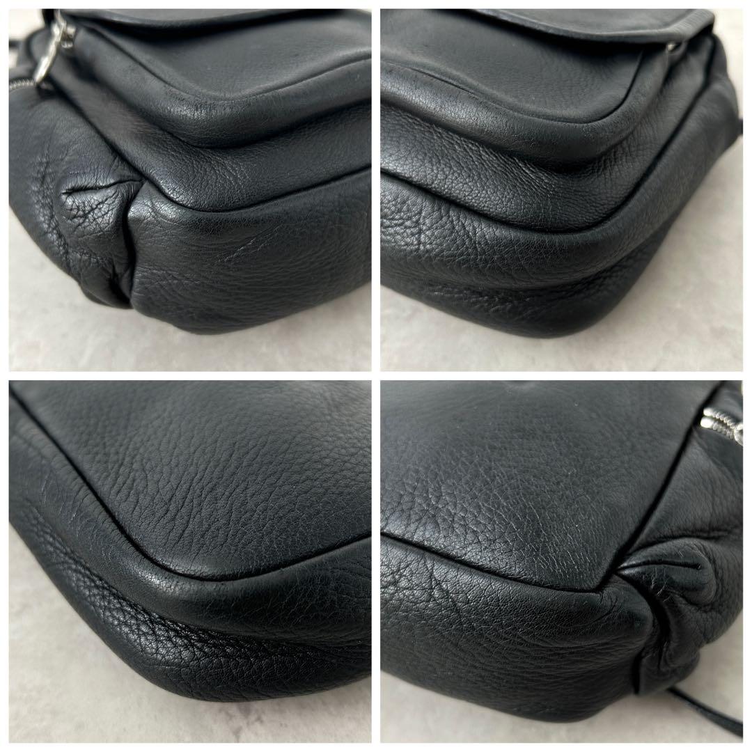 【美品】Aeta アエタ ディアレザー ショルダーポーチ DA05 ブラック 黒