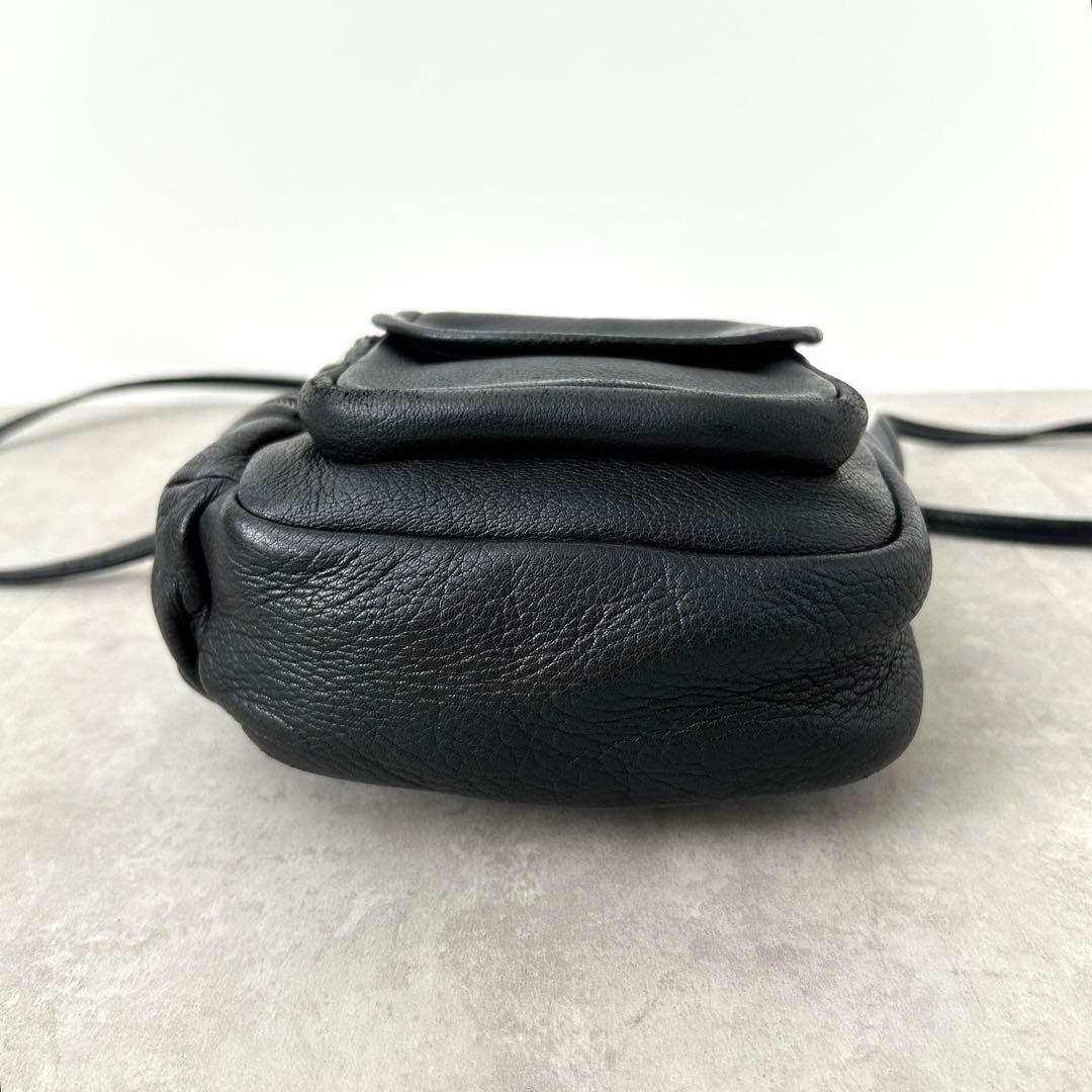 【美品】Aeta アエタ ディアレザー ショルダーポーチ DA05 ブラック 黒