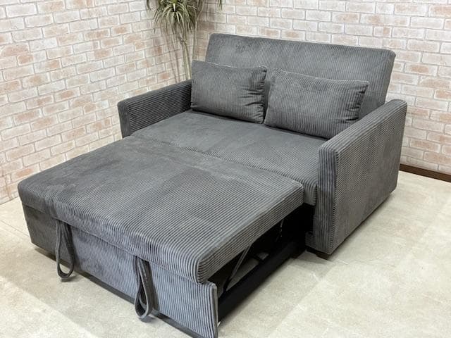 ソファーベッド　ソファ　２人掛け　ブラウン　グレー　コーデュロイ　新品