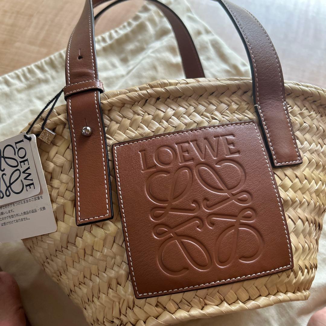 SALE LOEWE かごバッグ ストロー レザー