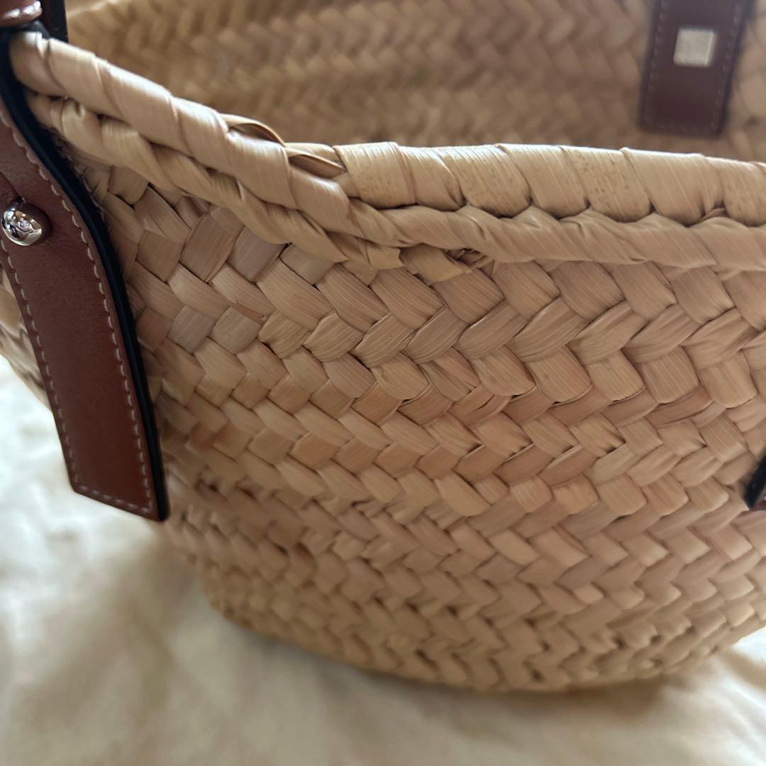 SALE LOEWE かごバッグ ストロー レザー