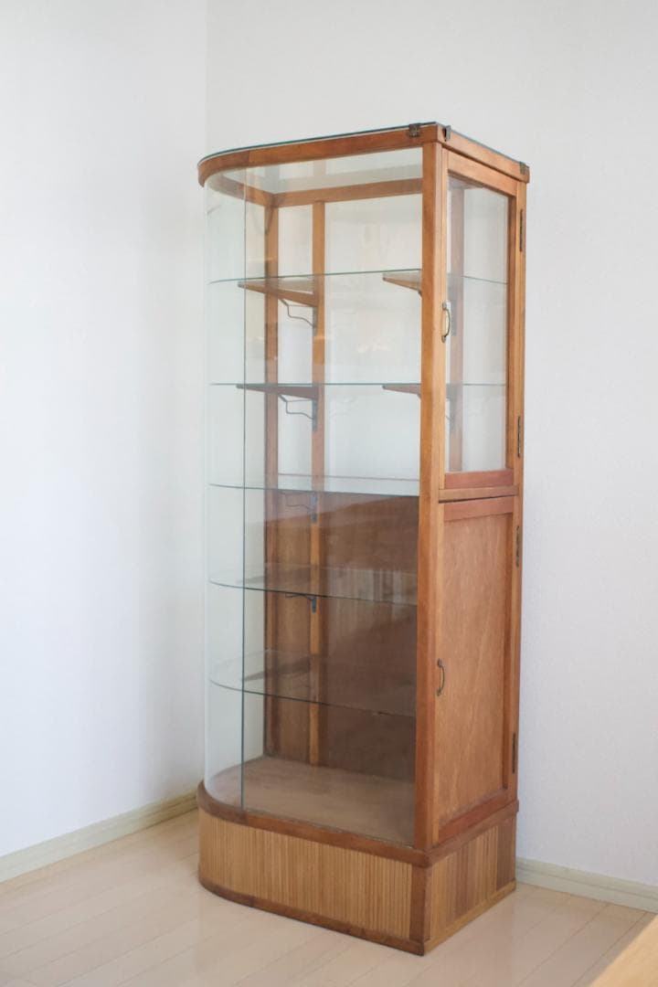 【 都内配達限定 送料込み】R型 ガラスケース ヴィンテージ 什器 飾り棚