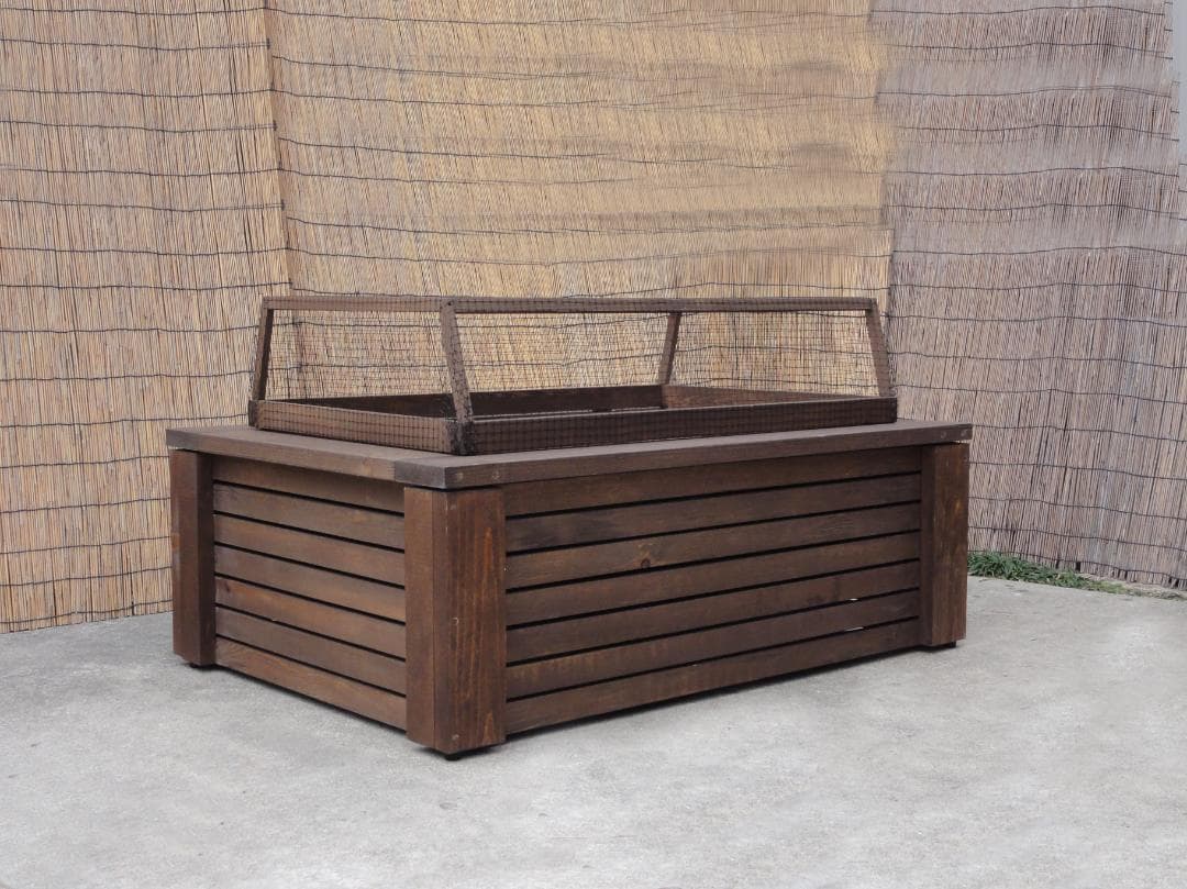 高さの有るビオトープ 80L　トロ舟＆木枠セット（3D防鳥網付き・棚付き）