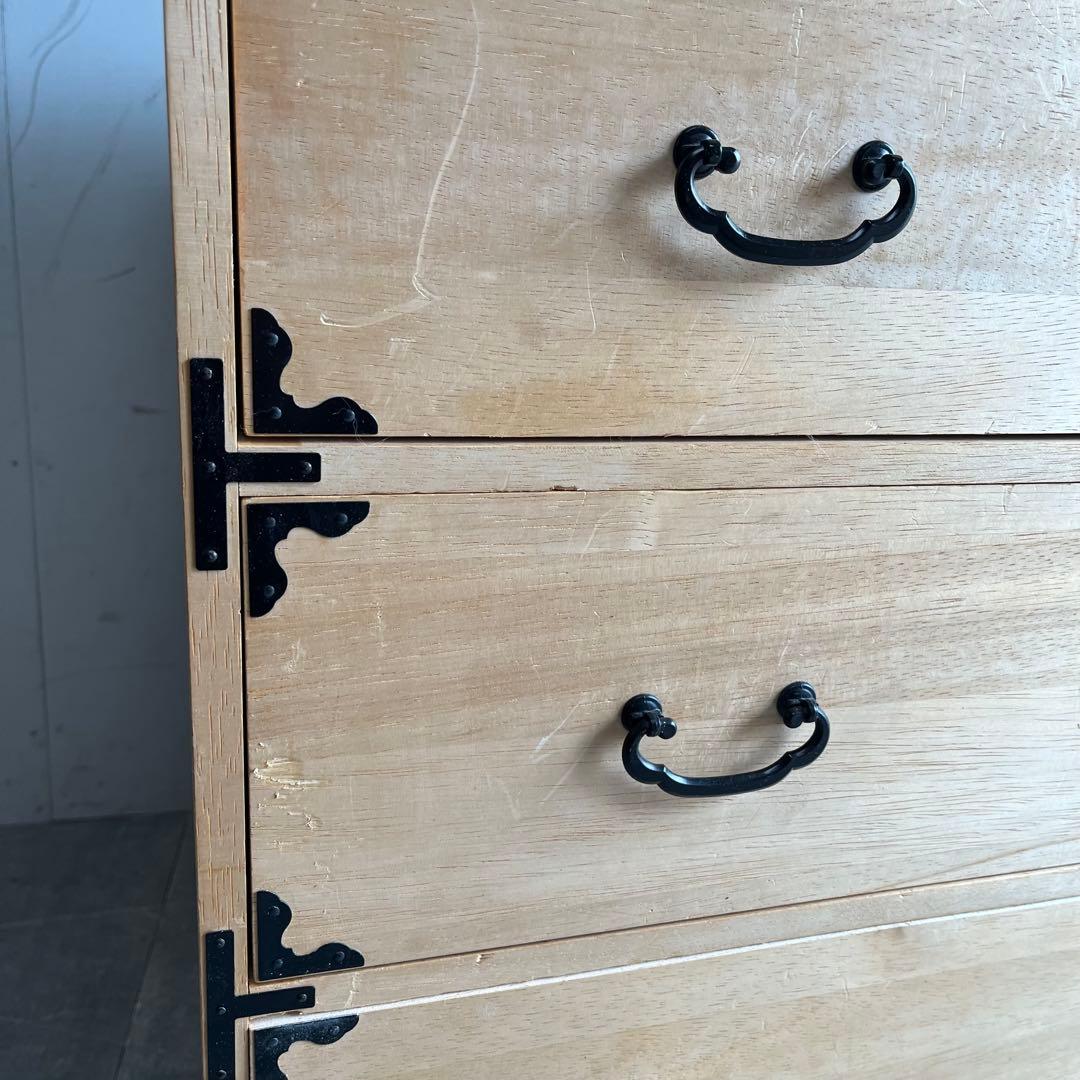 ヴィンテージ 桐箪笥 チェスト テレビ台 ローボード 3段 無塗装 昭和レトロ