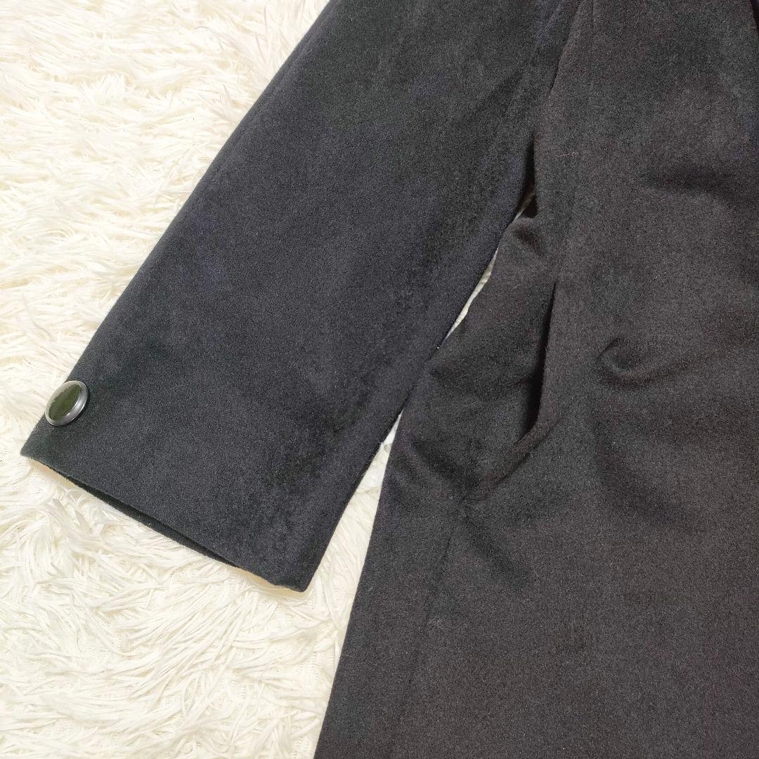 着丈106cm　カシミヤ100%　ダブルチェスターコート　ロング　黒　レディース