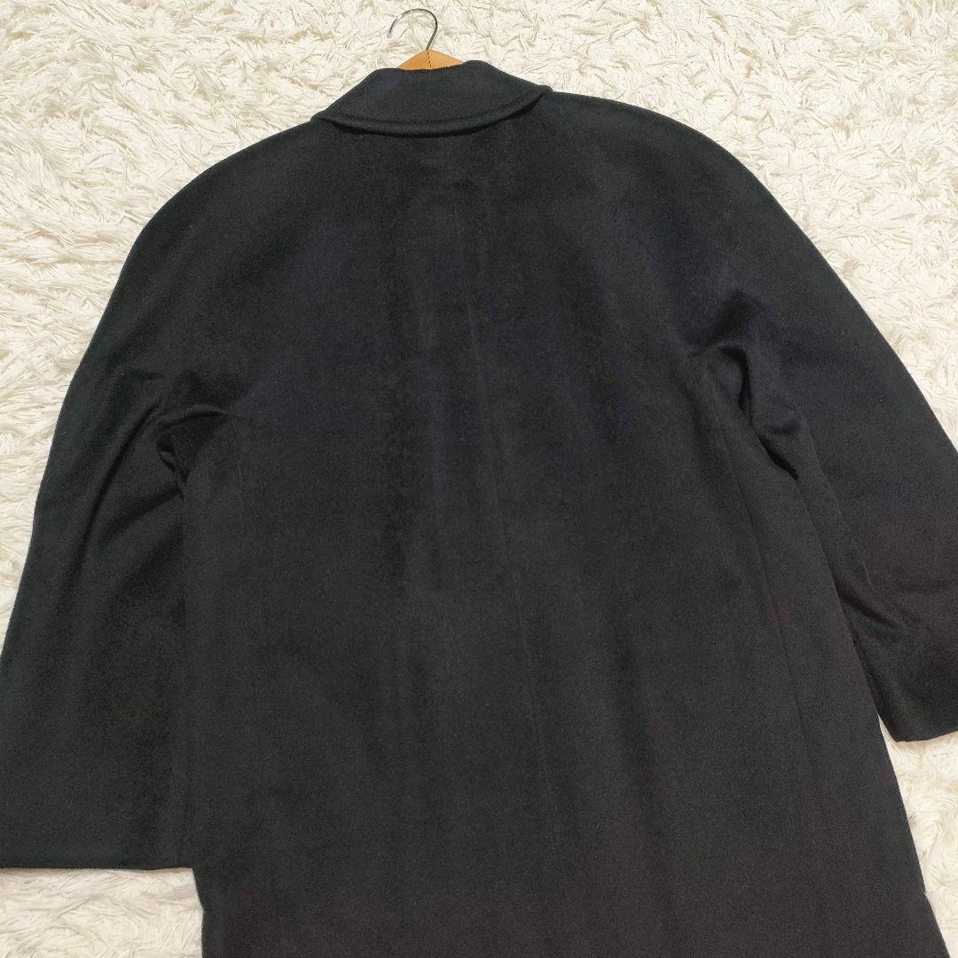 着丈106cm　カシミヤ100%　ダブルチェスターコート　ロング　黒　レディース