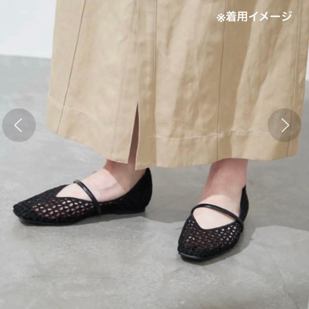 ルタロン　スクエアクロシェ　 ストラップ フラットシューズ　メリージェーン　23