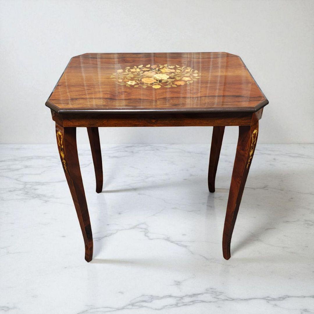 象嵌 猫脚サイドテーブル/飾り台/花台 アンティーク