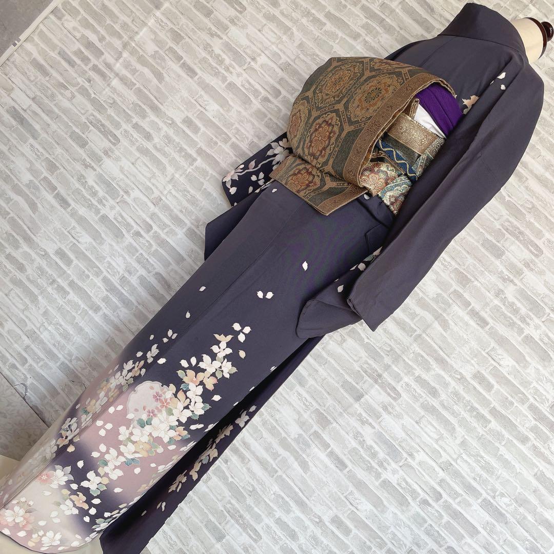訪問着　フルセット　夜桜　艶やか　月明かり　雪輪　幻想的　P2