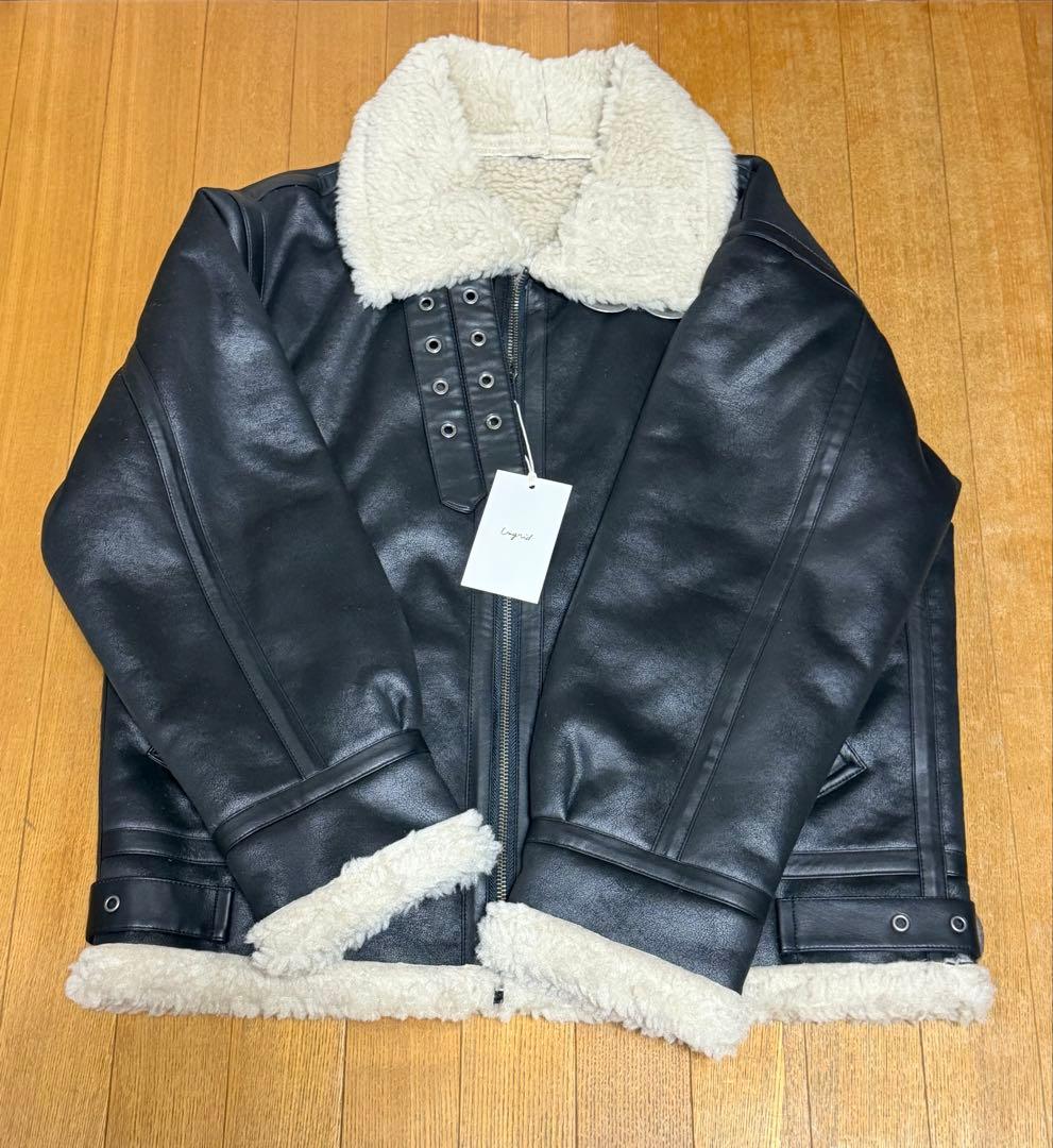 Ungrid フェイクムートンボアブルゾン S ブラック