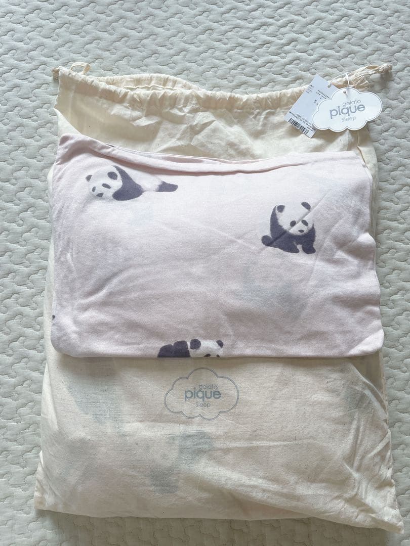 ジェラートピケ パンダ柄　ベッドカバー３点セット シングルサイズ