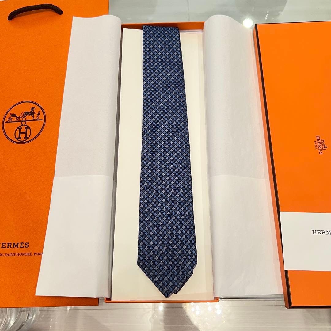 【新作】HERMES シルクタイ ブルー系 カレ・ダース エルメス
