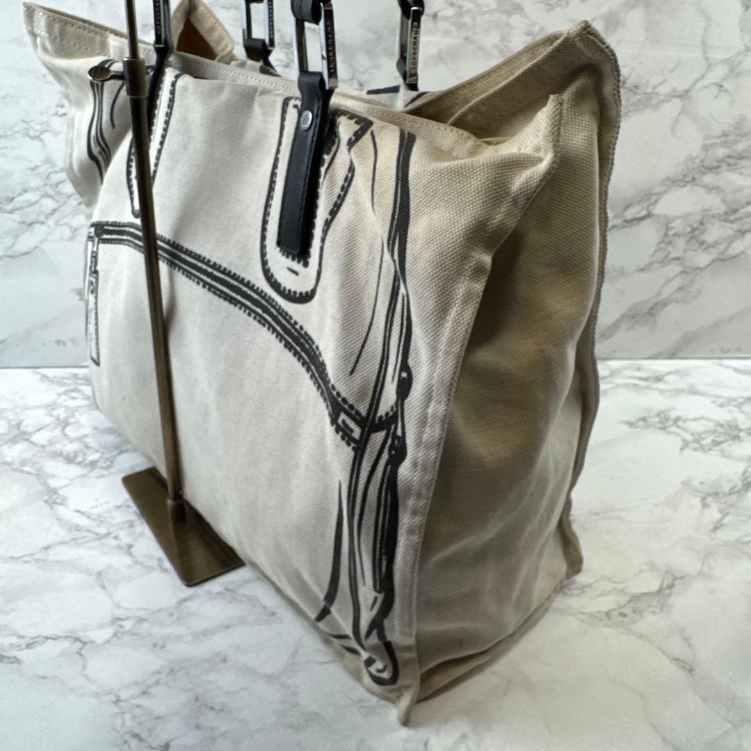 LONGCHAMP ロンシャン 転写 帆布 キャンバス×本革 レザートートバッグ