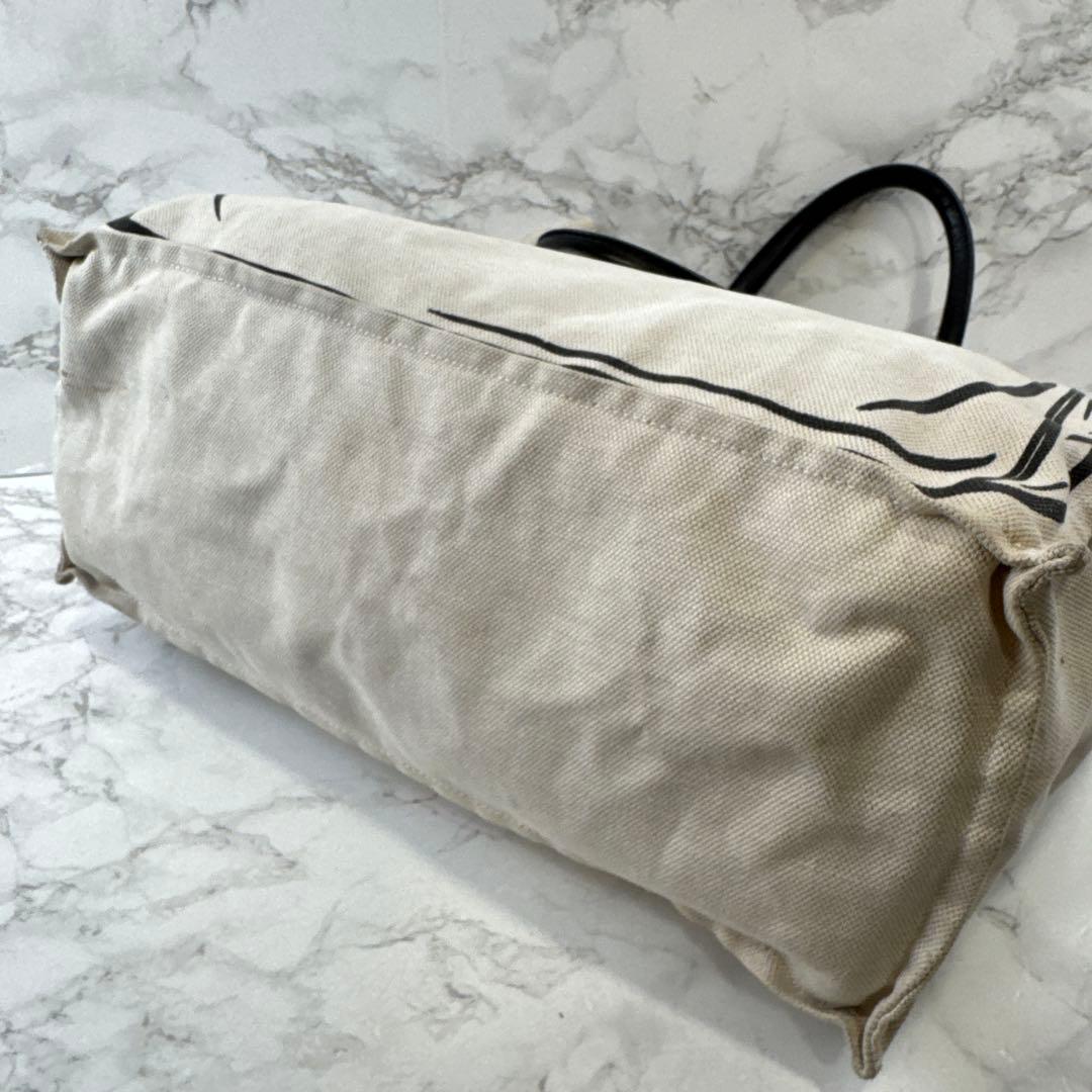 LONGCHAMP ロンシャン 転写 帆布 キャンバス×本革 レザートートバッグ