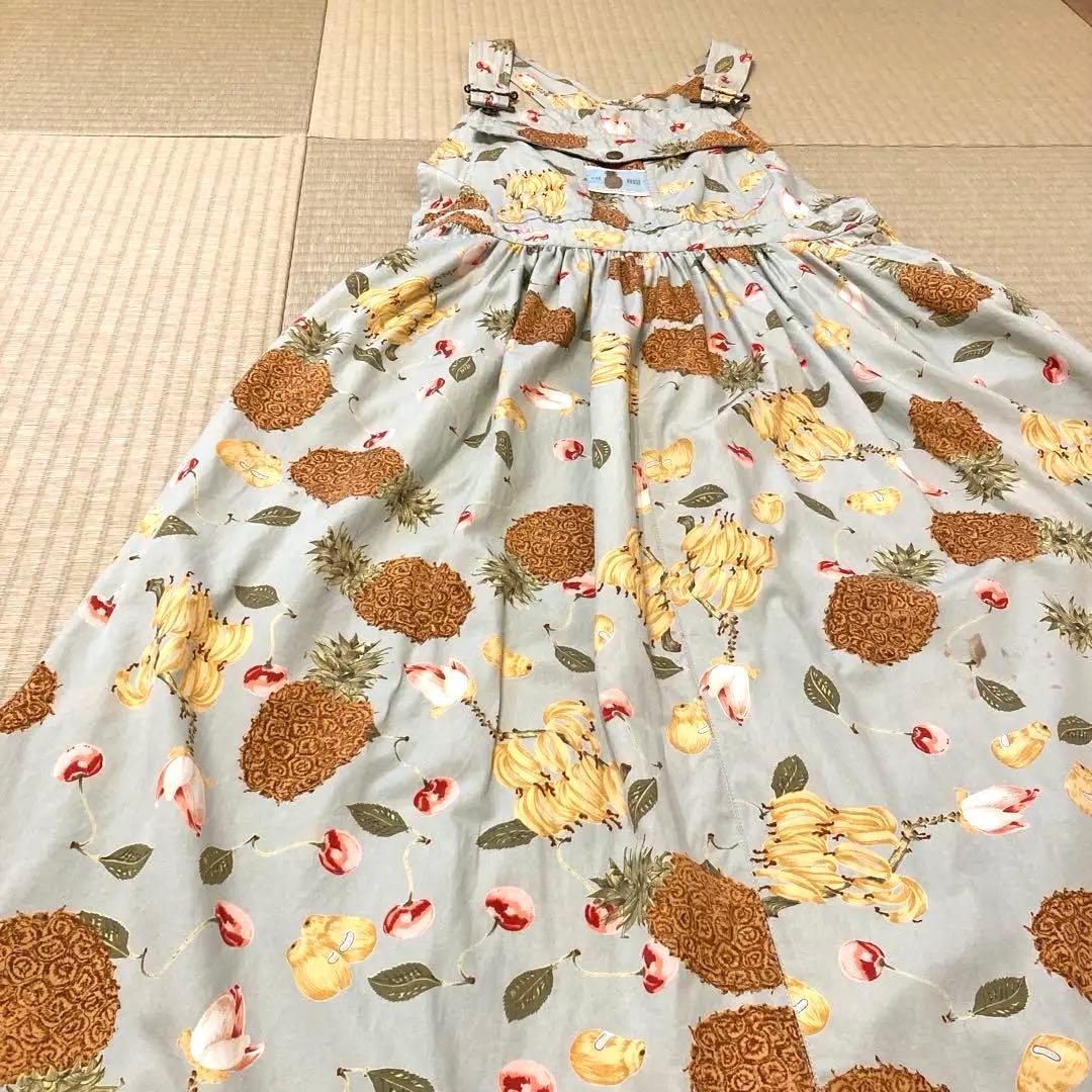 ピンクハウス　カネコイサオデザインフルーツ柄サロペットスカート