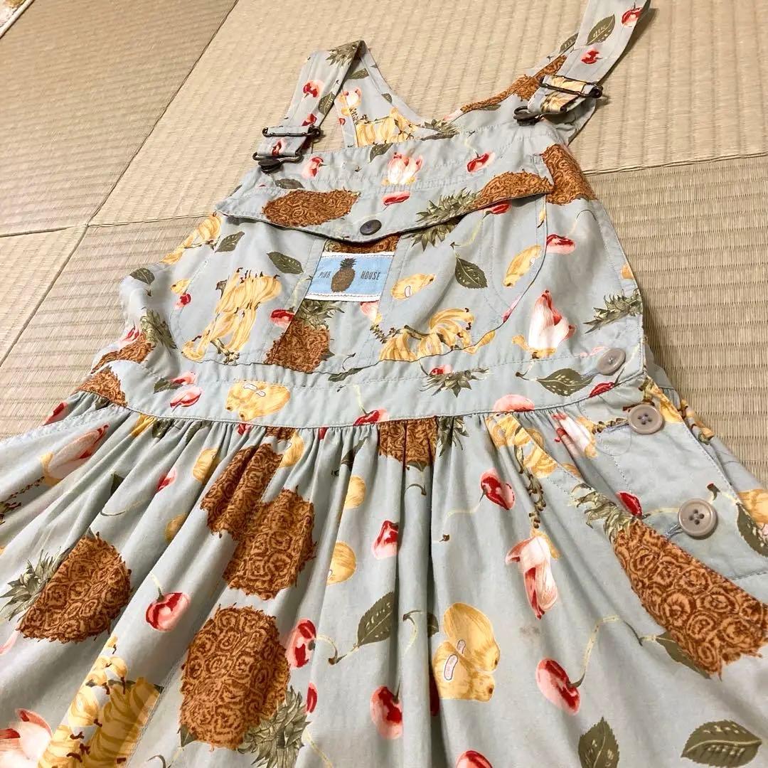 ピンクハウス　カネコイサオデザインフルーツ柄サロペットスカート