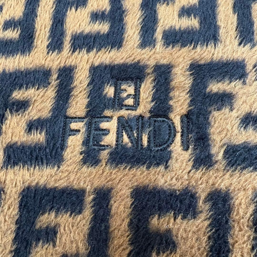 極美品✨ フェンディ FFロゴ ズッカ 総柄 ブランケット ブラウン 毛布