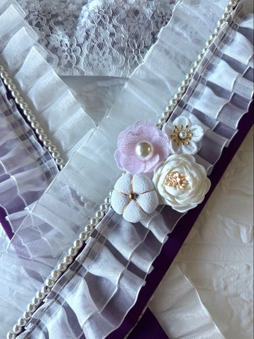 497 重ね衿　レース半衿・帯揚げ　正絹帯締め　マルチレース　豪華お飾り3点