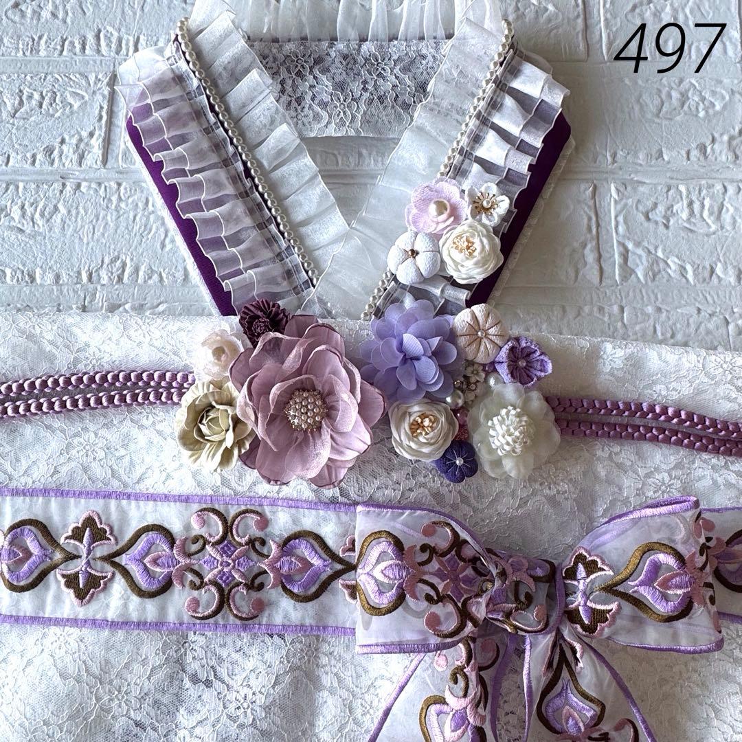 497 重ね衿　レース半衿・帯揚げ　正絹帯締め　マルチレース　豪華お飾り3点