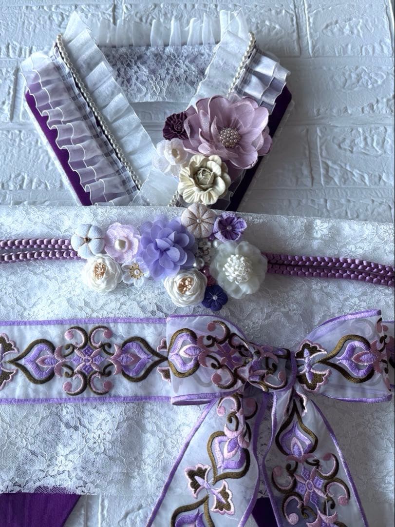 497 重ね衿　レース半衿・帯揚げ　正絹帯締め　マルチレース　豪華お飾り3点