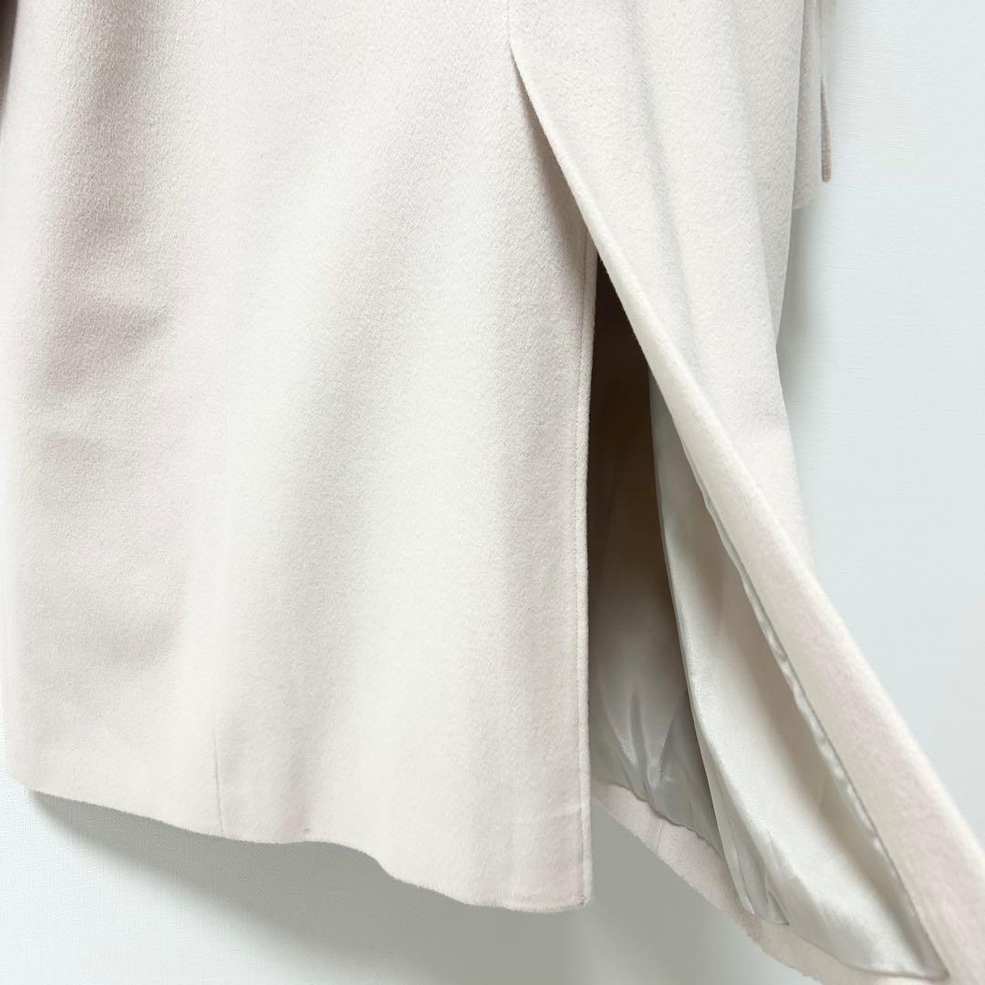 23区 ウールカシミヤビーバースタンドカラーコート　ベージュ　大きいサイズ50