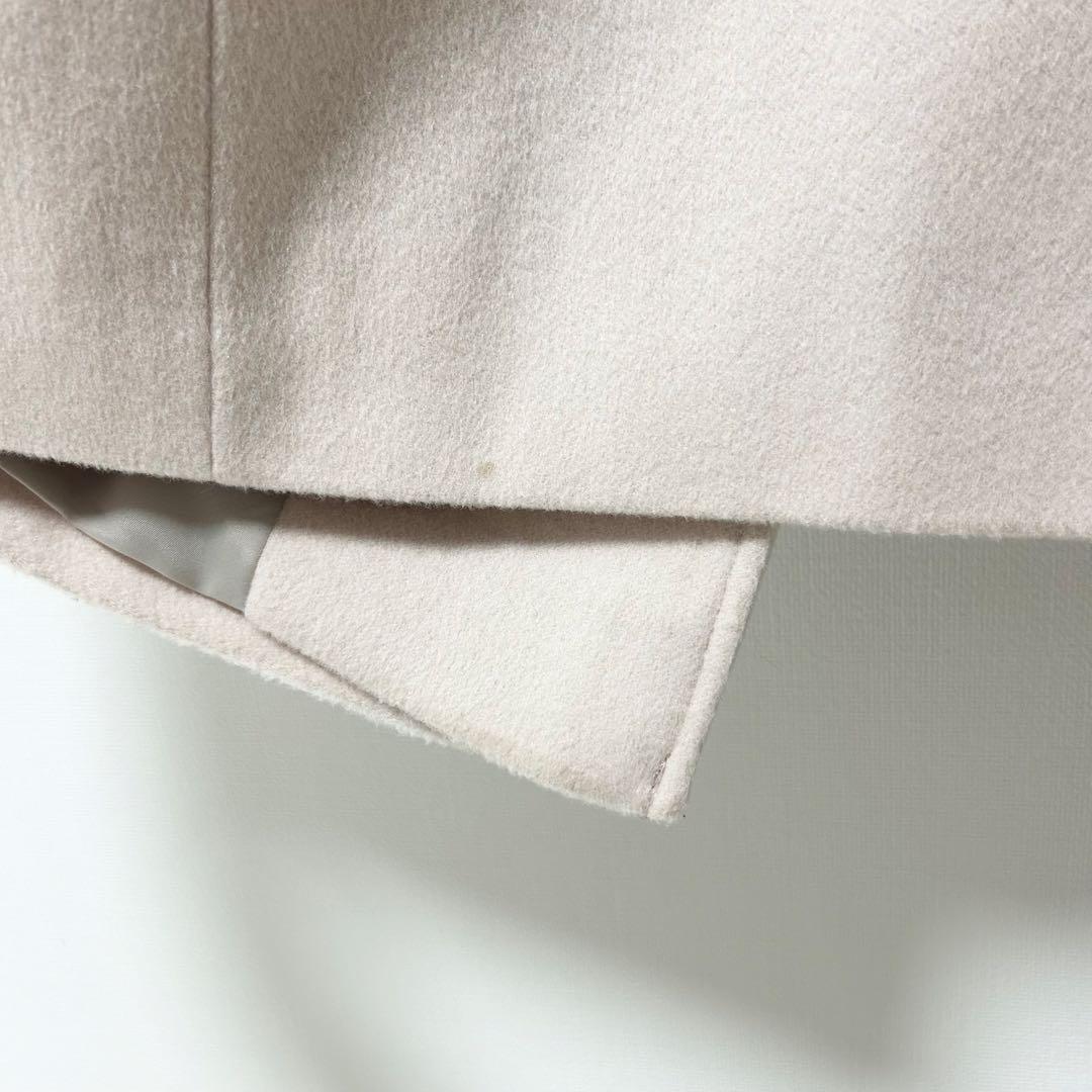 23区 ウールカシミヤビーバースタンドカラーコート　ベージュ　大きいサイズ50