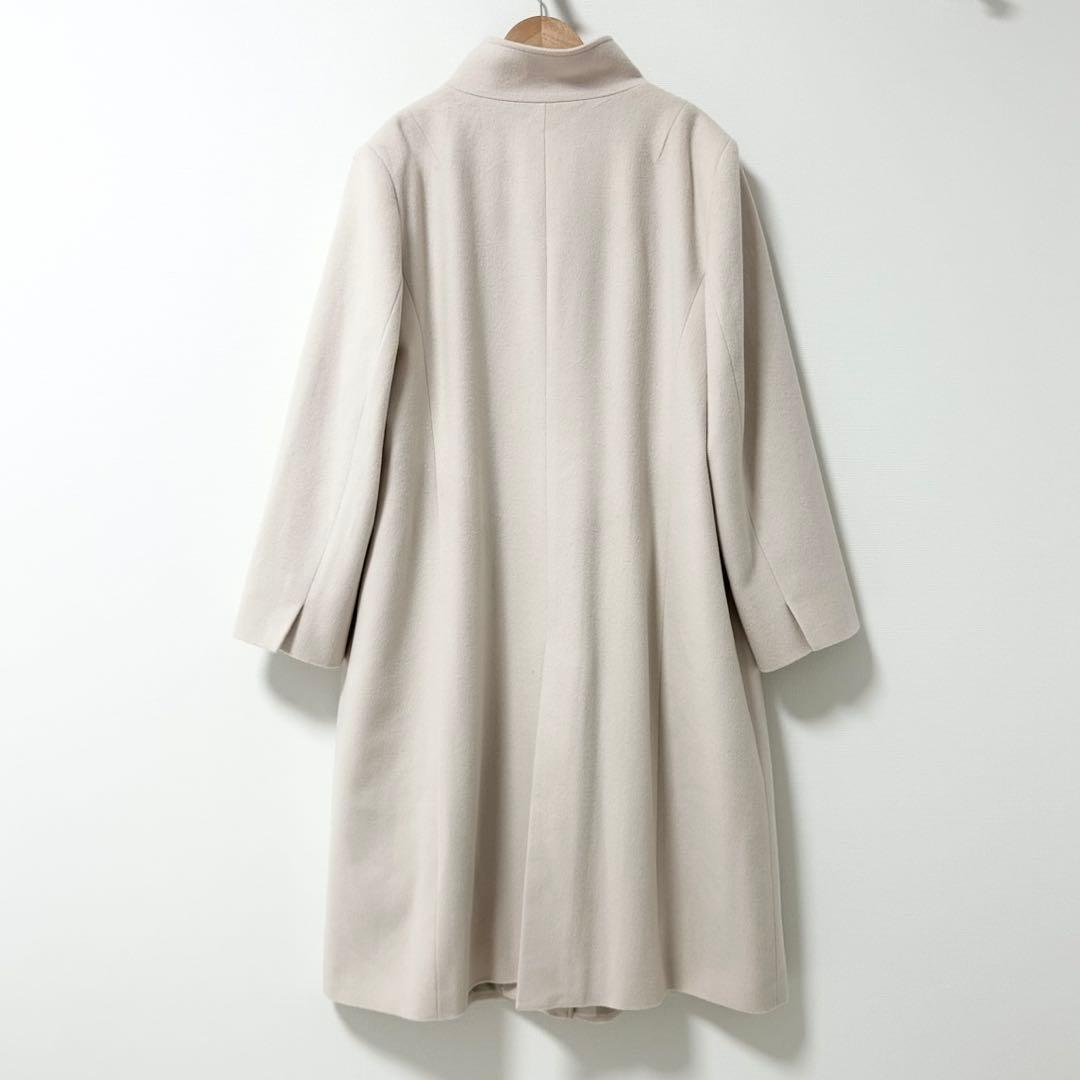 23区 ウールカシミヤビーバースタンドカラーコート　ベージュ　大きいサイズ50