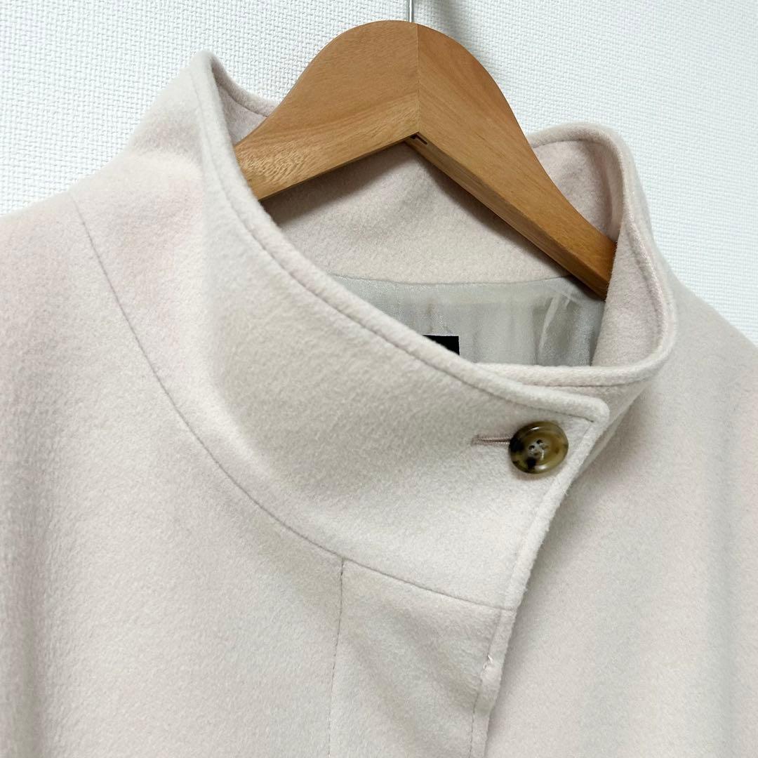 23区 ウールカシミヤビーバースタンドカラーコート　ベージュ　大きいサイズ50