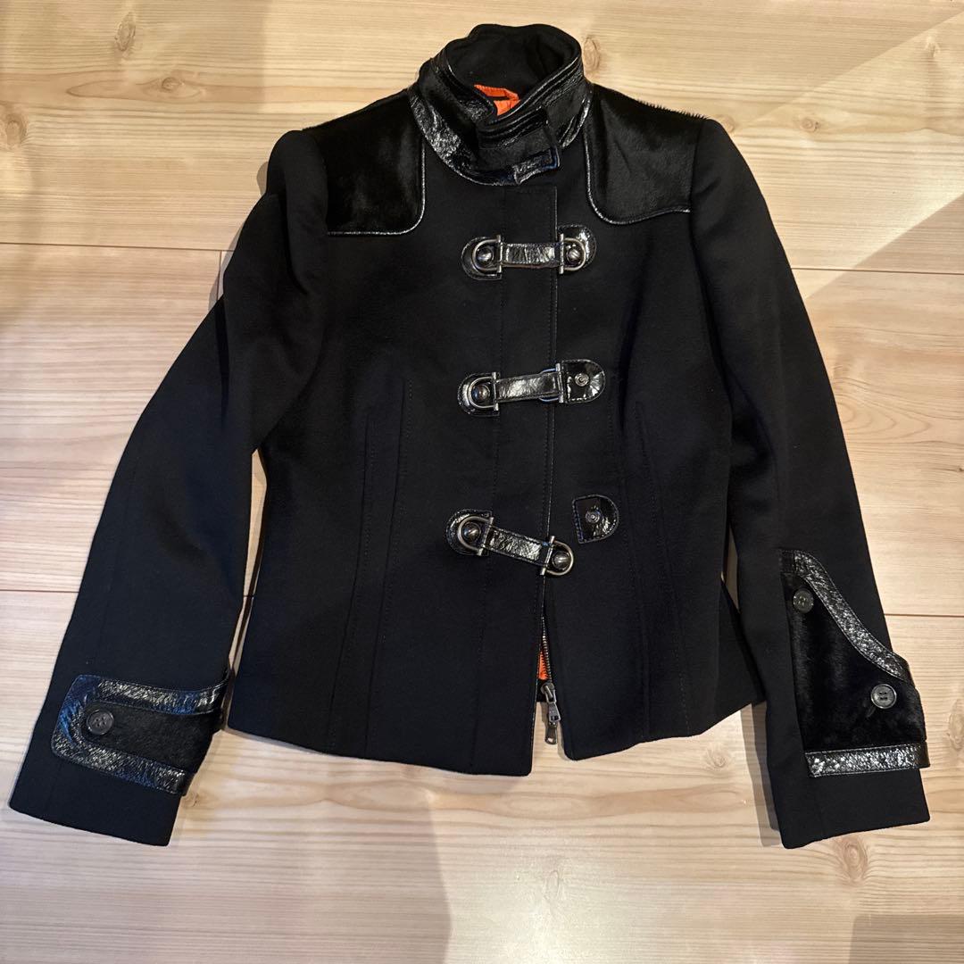 TOD'S 黒 ウール ダブルブレストコート