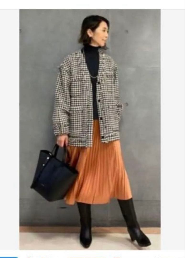 トゥモローランドBallsey ハウンドトゥースツイードノーカラージャケット