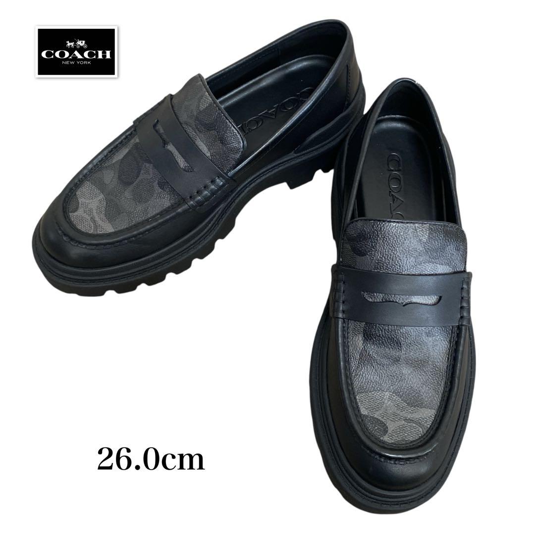極美品COACH プラットフォーム ローファー 厚底 CAP35 カモ柄　8