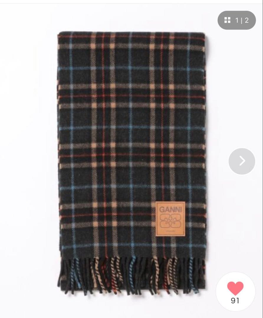 GANNI Double Face Wool check Scarf マフラー