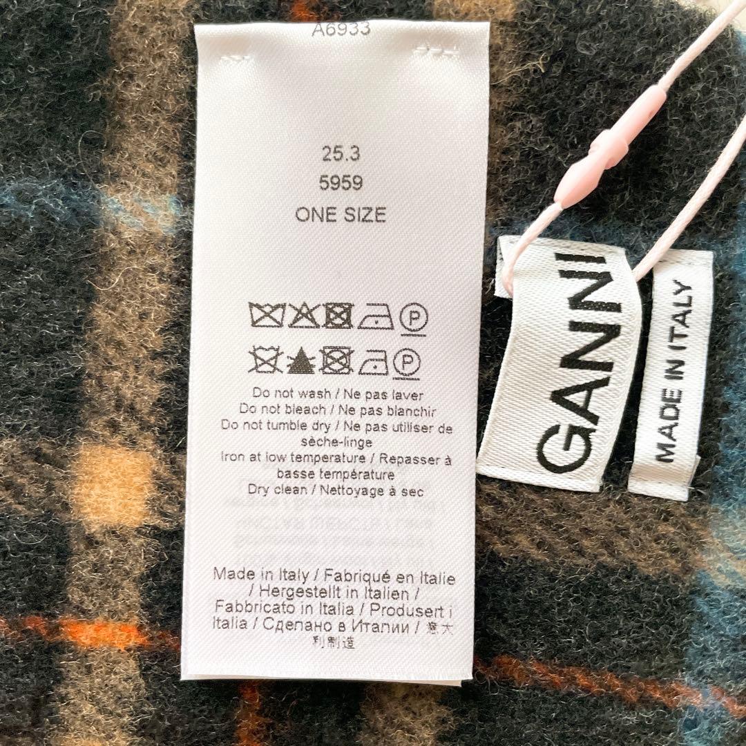 GANNI Double Face Wool check Scarf マフラー