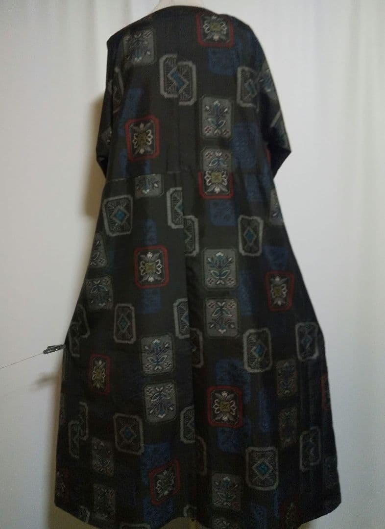 着物リメイク／ドルマン袖ワンピース★サイズL～3L