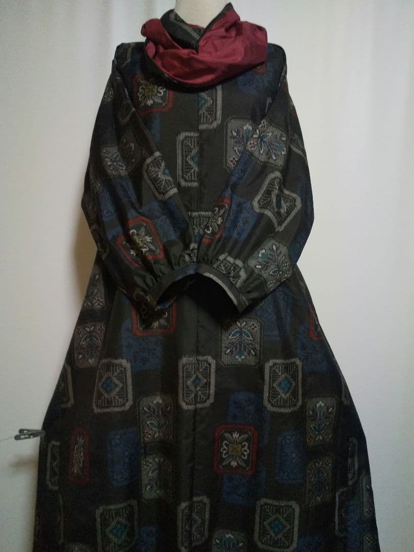 着物リメイク／ドルマン袖ワンピース★サイズL～3L