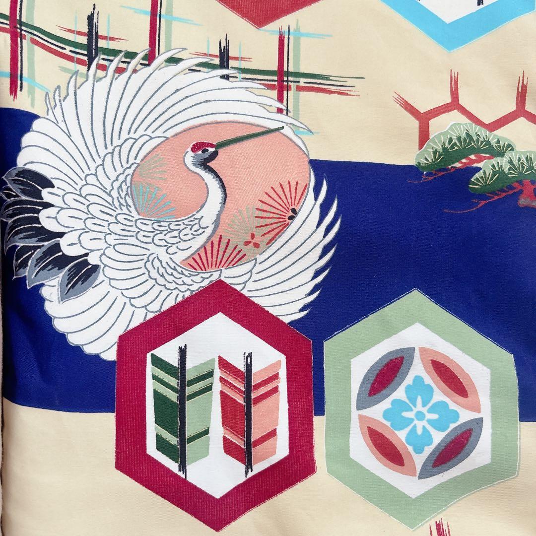 七五三　3歳　男の子　アンティーク　お着物　被布　セット　子供着物　青　鶴