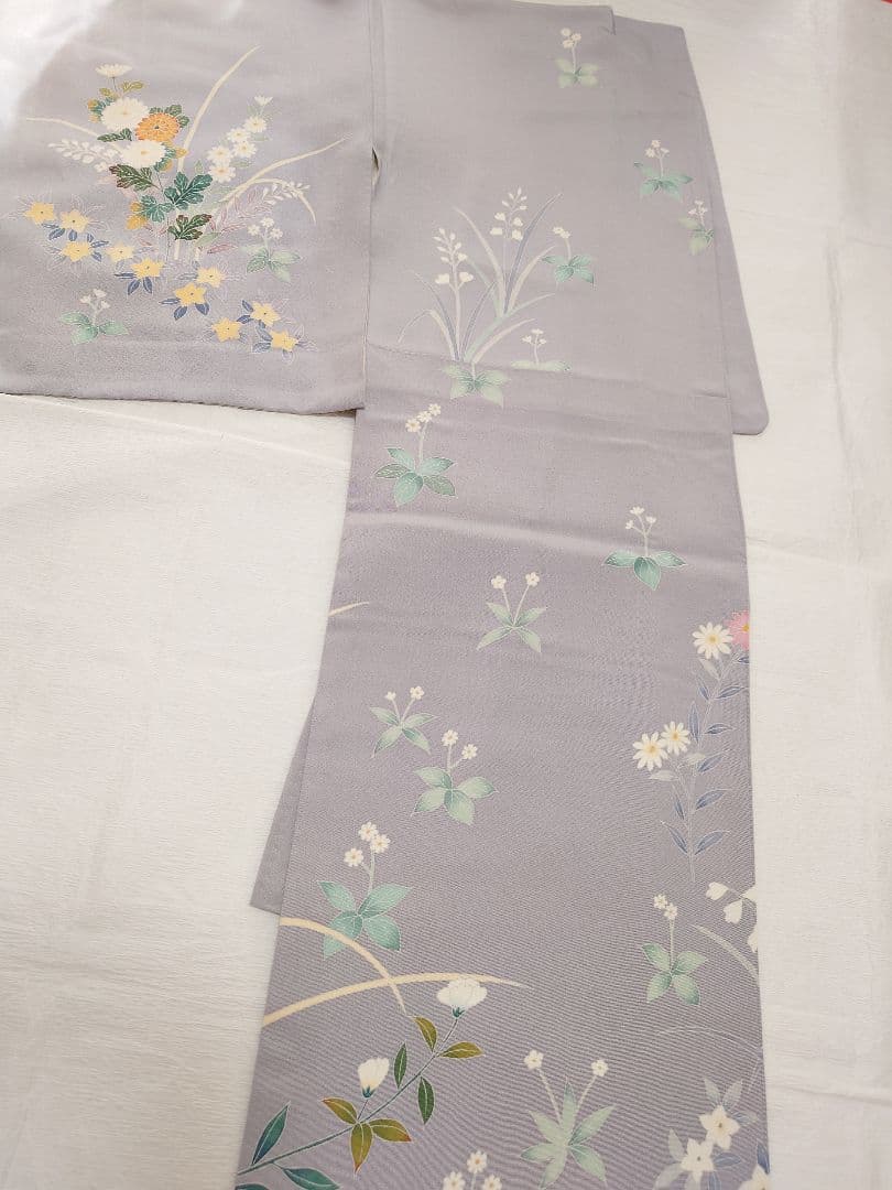 正絹　袷　訪問着　藤色