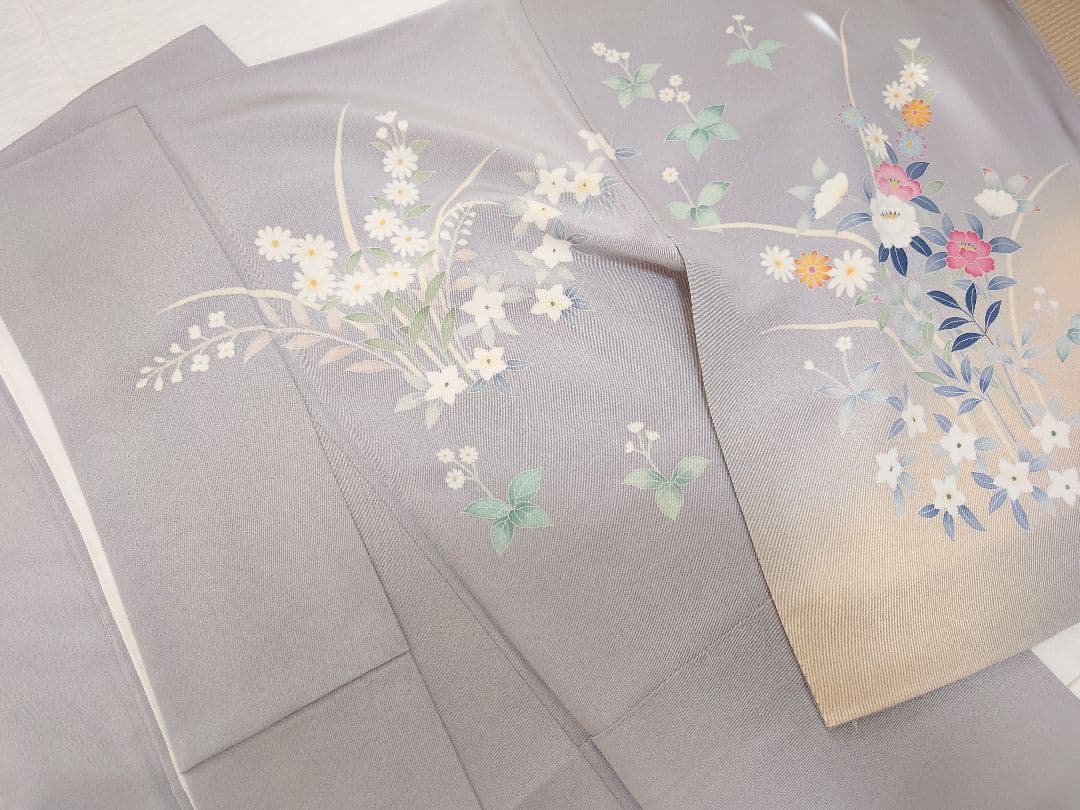 正絹　袷　訪問着　藤色