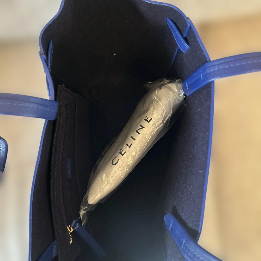 セリーヌ　ネイビー レザー トートバッグ タッセル付き　ショルダー　肩掛け