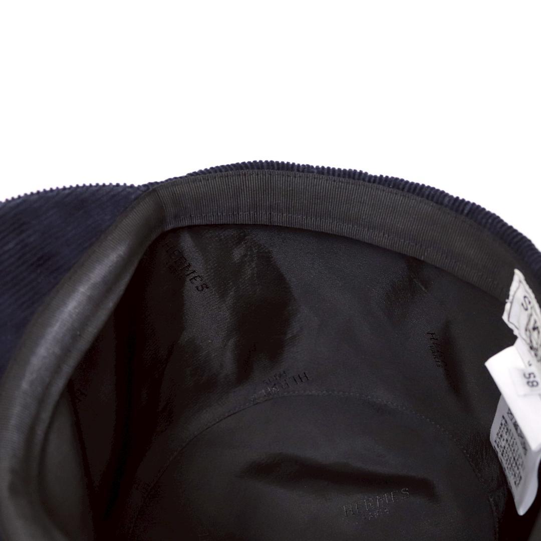 美品 HERMES セリエボタン コーデュロイキャスケット 58 濃紺 1061