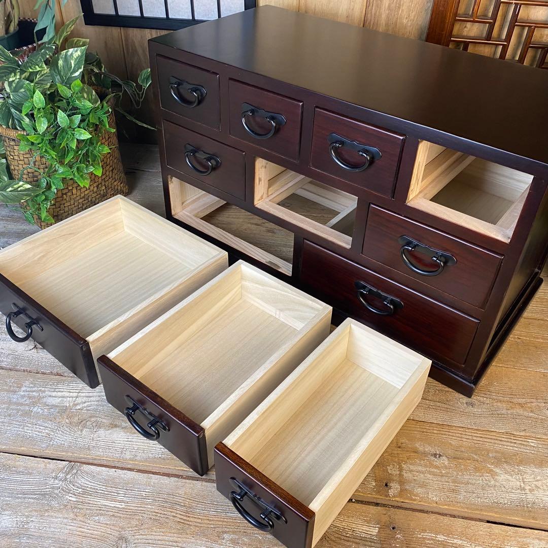 期間限定！セール中！民芸家具桐材多引き出しチェストタンスC70㎝×41㎝木製収納
