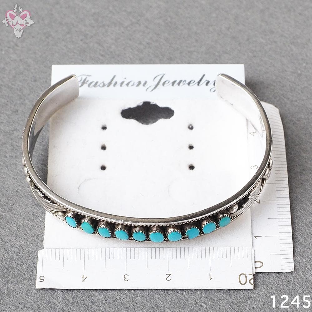 10個 ターコイズ シルバー インディアンジュエリー ズニ 刻印 バングル 純銀