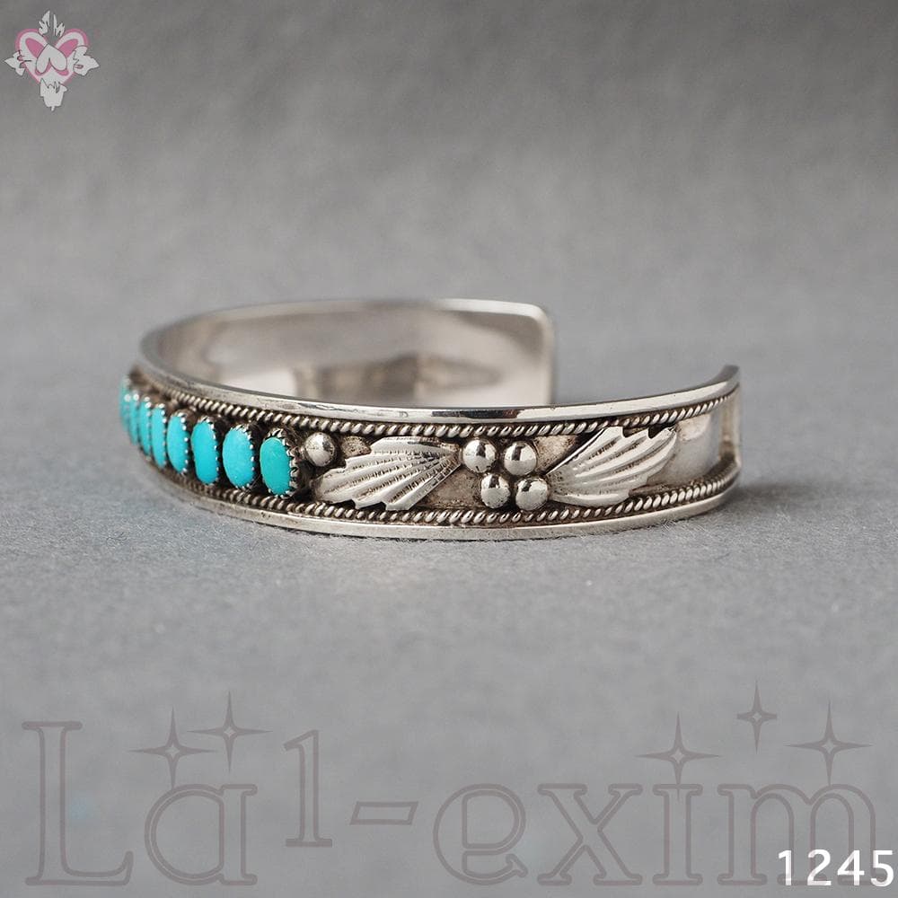 10個 ターコイズ シルバー インディアンジュエリー ズニ 刻印 バングル 純銀