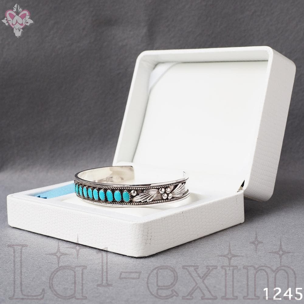 10個 ターコイズ シルバー インディアンジュエリー ズニ 刻印 バングル 純銀