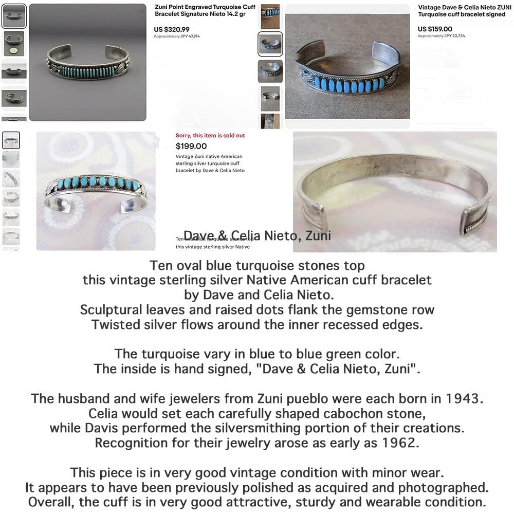 10個 ターコイズ シルバー インディアンジュエリー ズニ 刻印 バングル 純銀