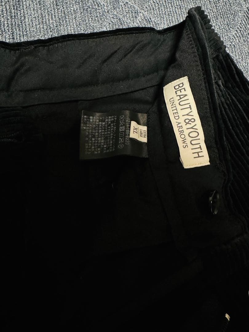 極美品❗️ユナイテッドアローズコーデュロイ綿スラックスパンツ黒極暖XLサイズ