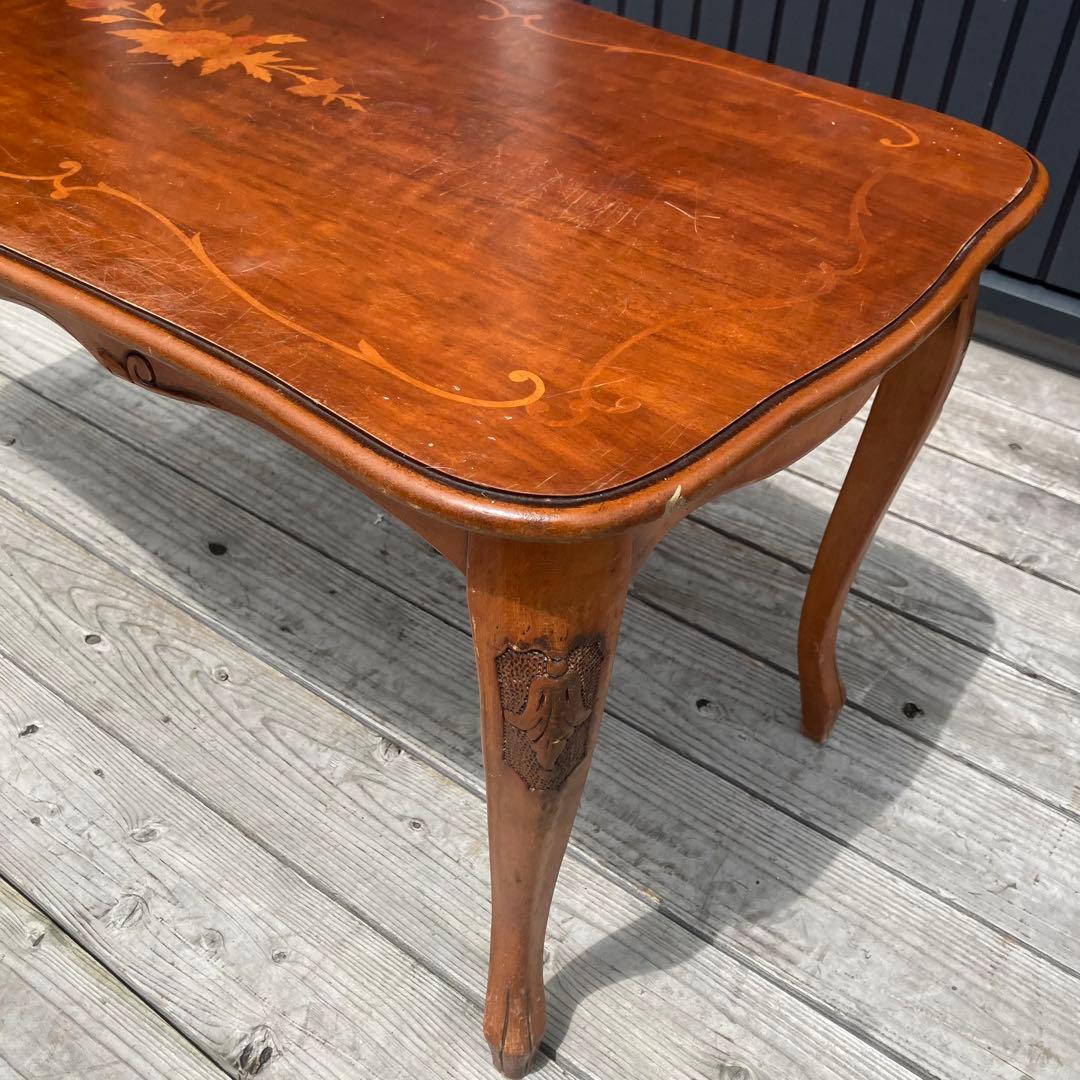 イタリアアンティーク ロココ様式 木製装飾 センターテーブル クラシック 古家具