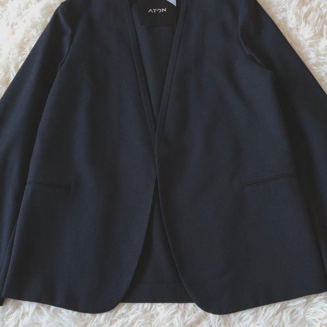 【ATON】エイトン 　ネイビー　　　ノーカラージャケット