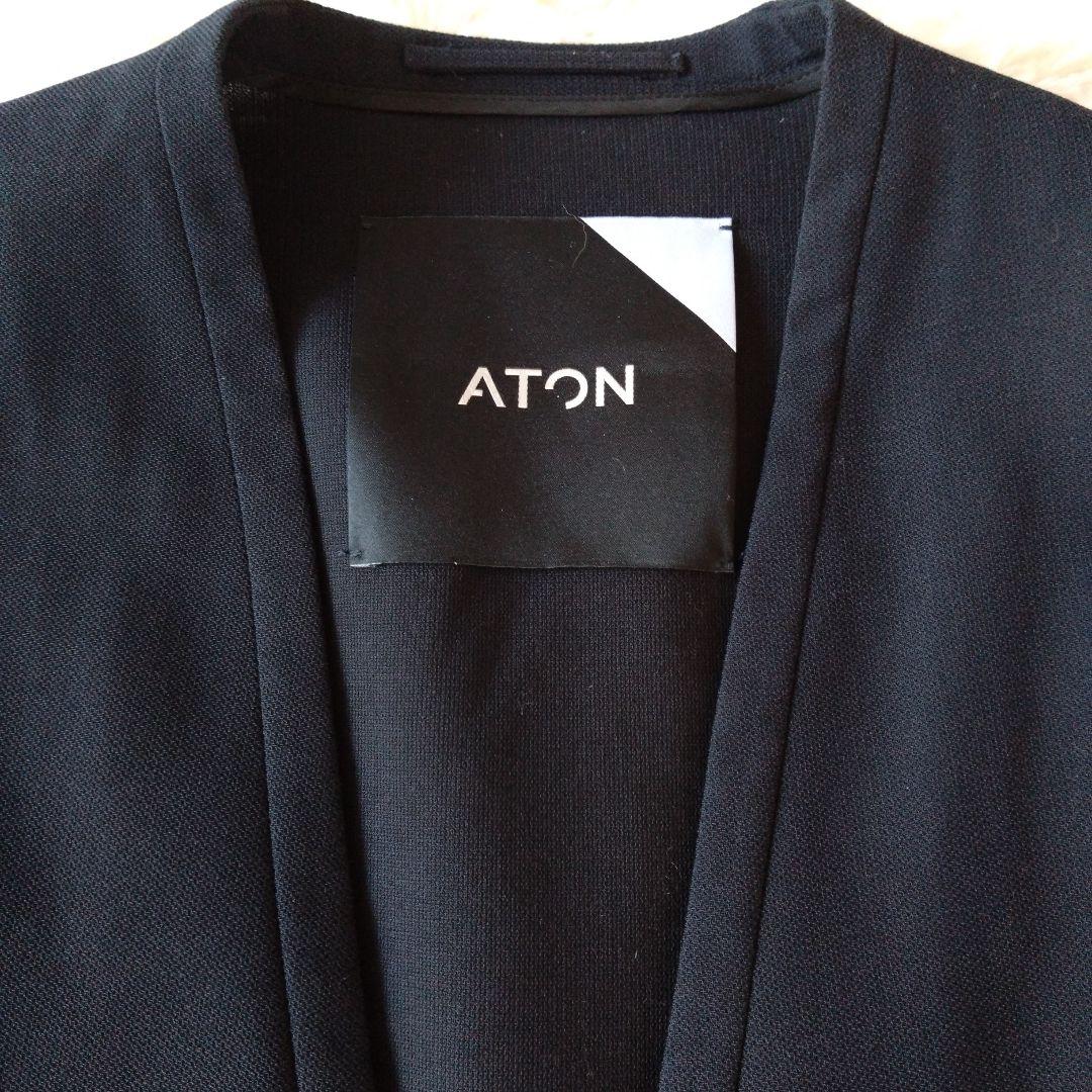 【ATON】エイトン 　ネイビー　　　ノーカラージャケット