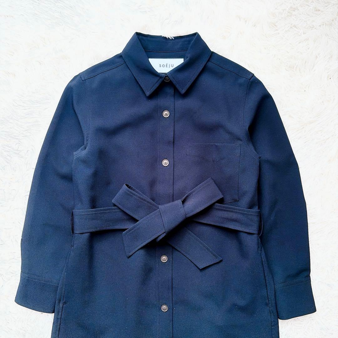 【美品】SOEJU ソージュ　オックスシャツワンピース　ネイビXS